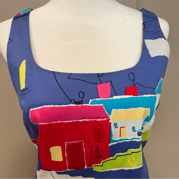 Staple Vacation Dress. Beach and Boat Design on Blue Fabric. Classy but Fun. - Picture 4 of 4